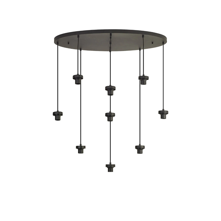 Idolite Devine Satin Black 9 Light E27 Oval Multiple Pendant (FRAME ONLY)