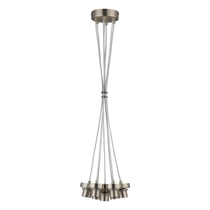 Idolite Devine Satin Nickel 7 Light E27 1.5m Cluster Pendant (FRAME ONLY), Suitable For A Vast Selection Of Glass Shades