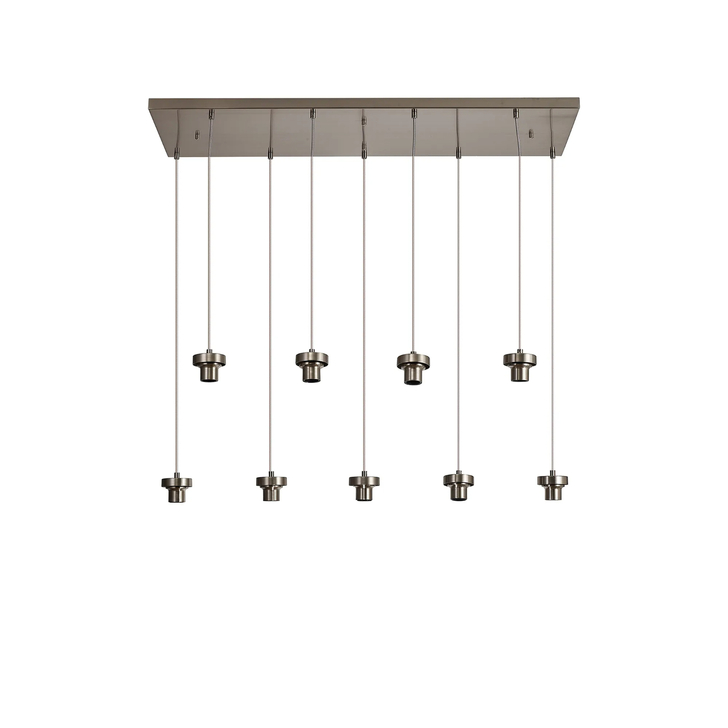 Idolite Devine Satin Nickel 9 Light E27 2m Rectangular Multiple Pendant (FRAME ONLY)