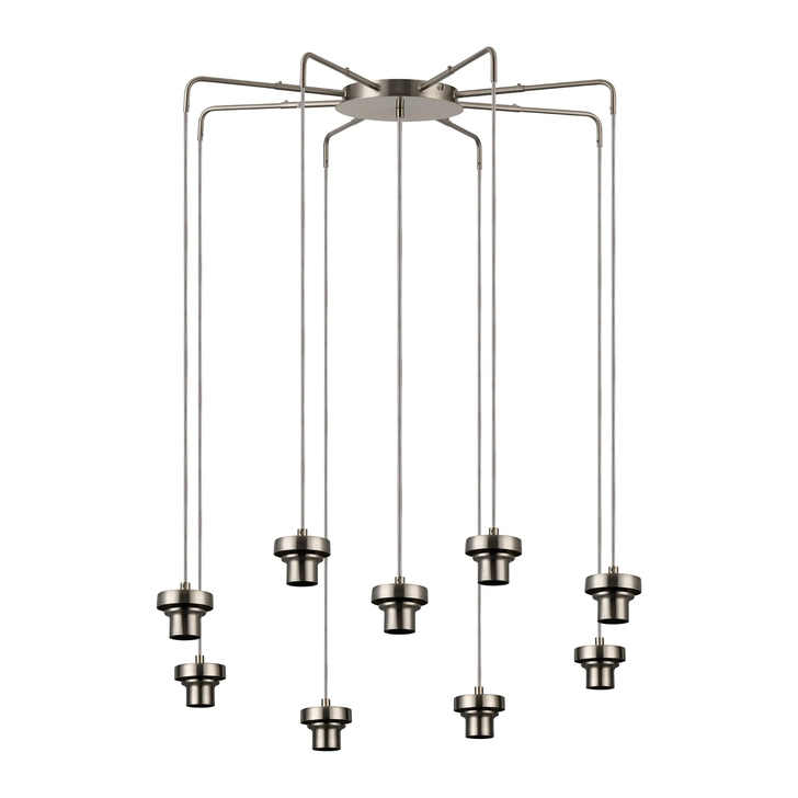 Idolite Devine Satin Nickel 9 Light E27 Round Multiple Spider Pendant (FRAME ONLY)