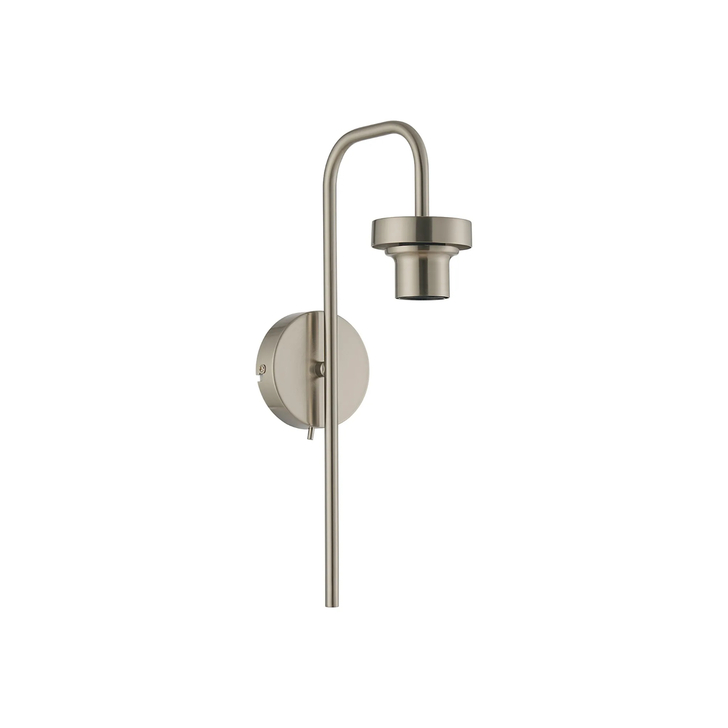 Idolite Devine Satin Nickel Curved 1 Light E27 Switched Wall Light (FRAME ONLY)