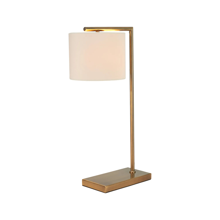 Idolite Devine Table Lamp, 1 Light E27, Antique Brass/Ivory/Champagne 20x16.5cm Velvet Shade
