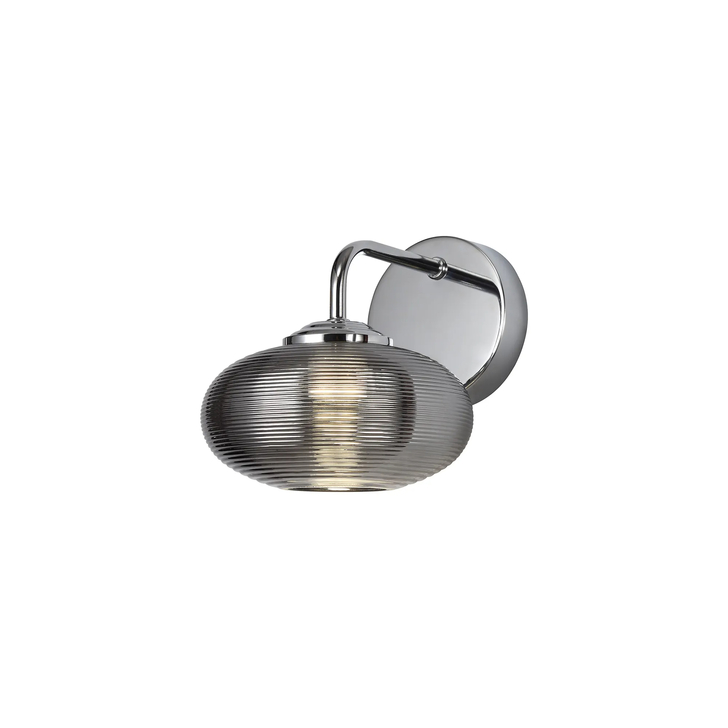 Idolite Dhaulagiri Polished Chrome Single Wall Light Complete With Smoked Glass