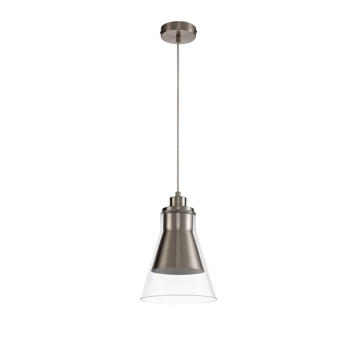 Idolite Dinaric Satin Nickel/Clear Single Glass Pendant