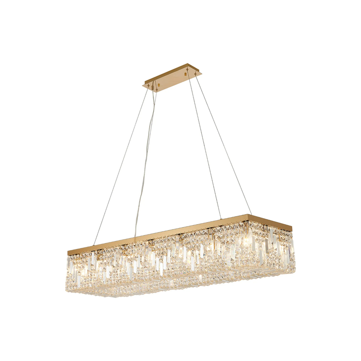 Idolite Dividi 16 Light Rectangular Pendant Crystal Chandelier Gold