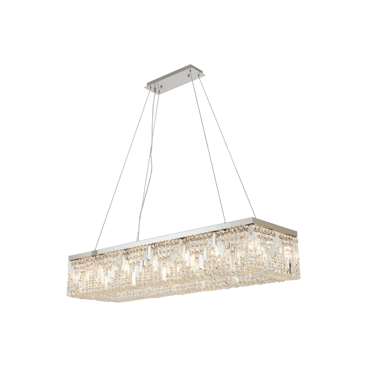 Idolite Dividi 16 Light Rectangular Pendant Crystal Chandelier Polished Chrome