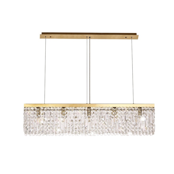 Idolite Dividi Gold Finish 5 Light Linear Bar Crystal Pendant