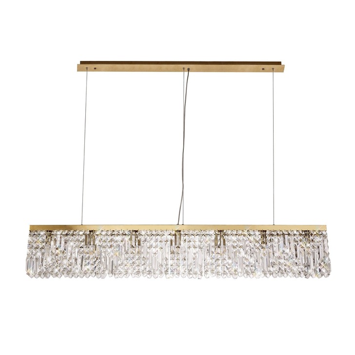 Idolite Dividi Gold Finish 7 Light Linear Bar Crystal Pendant