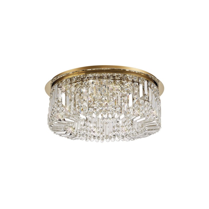 Idolite Dividi Gold Finish 8 Light Large Flush Crystal Ceiling Light