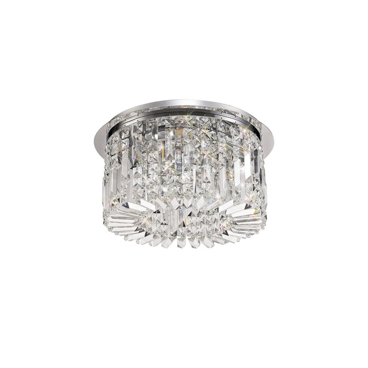 Idolite Dividi Polished Chrome 5 Light Medium Flush Crystal Ceiling Light