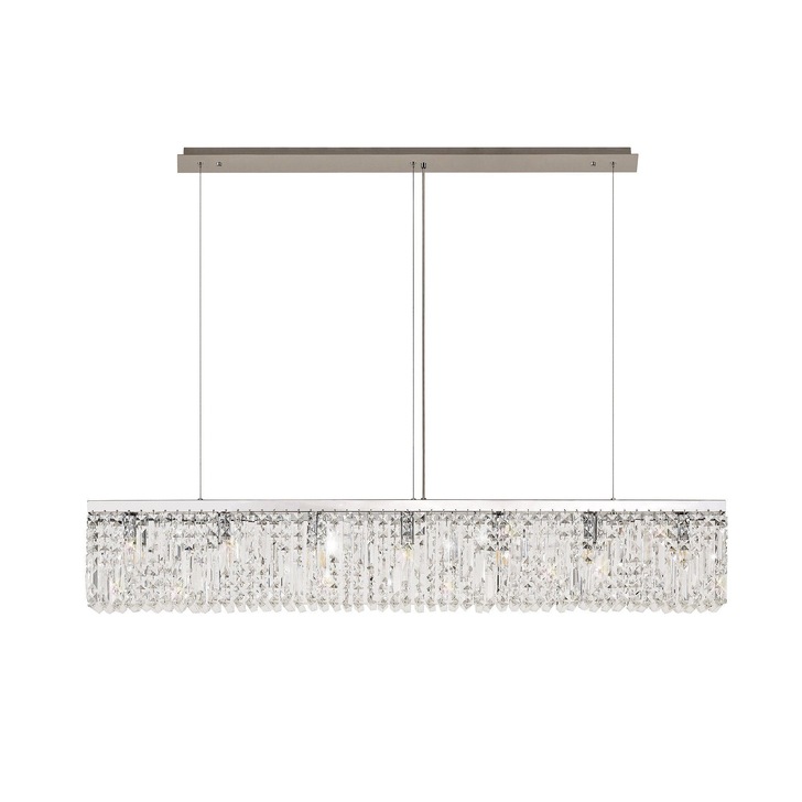 Idolite Dividi Polished Chrome 7 Light Linear Bar Crystal Pendant