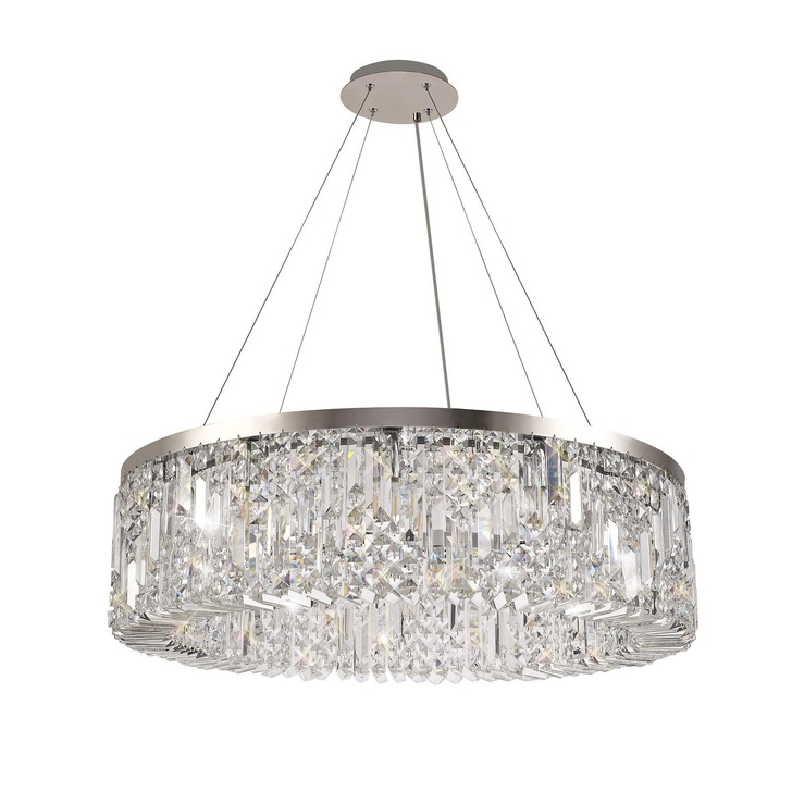 Idolite Dividi Polished Chrome Large 12 Light Crystal Pendant