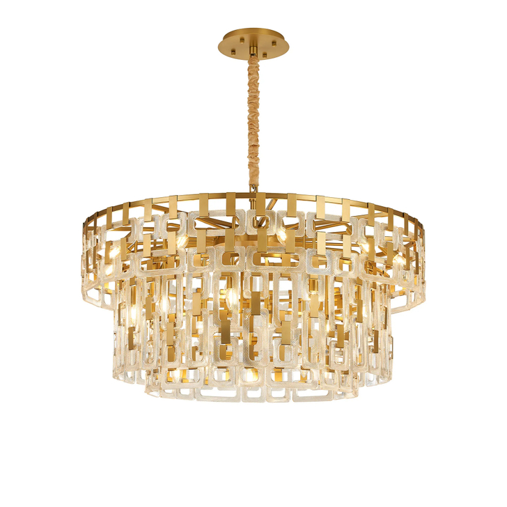Idolite Duskie 100cm 3 Tier Matt Gold Pendant Light Complete With Clear Glass