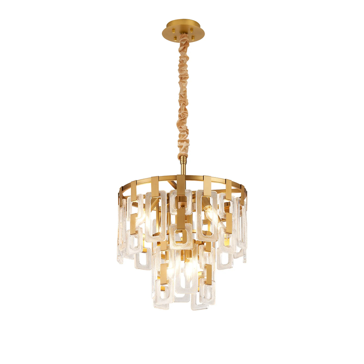 Idolite Duskie 41cm 2 Tier Matt Gold Pendant Light Complete With Clear Glass