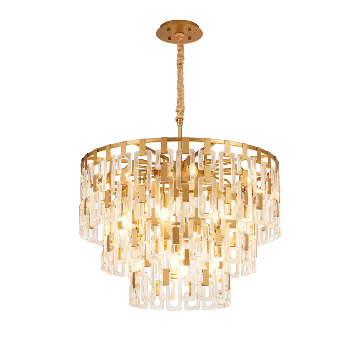 Idolite Duskie 83cm 3 Tier Matt Gold Pendant Light Complete With Clear Glass