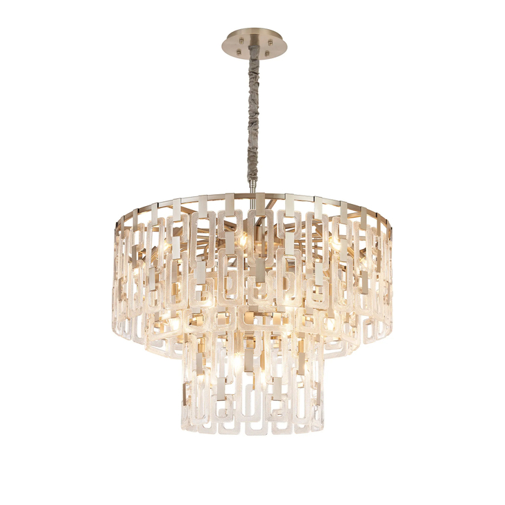 Idolite Duskie 83cm 3 Tier Satin Nickel Pendant Light Complete With Clear Glass