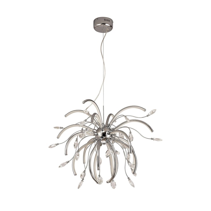 Idolite Eastcote Large Polished Chrome/Opal White Crystal Led Pendant - 3000K