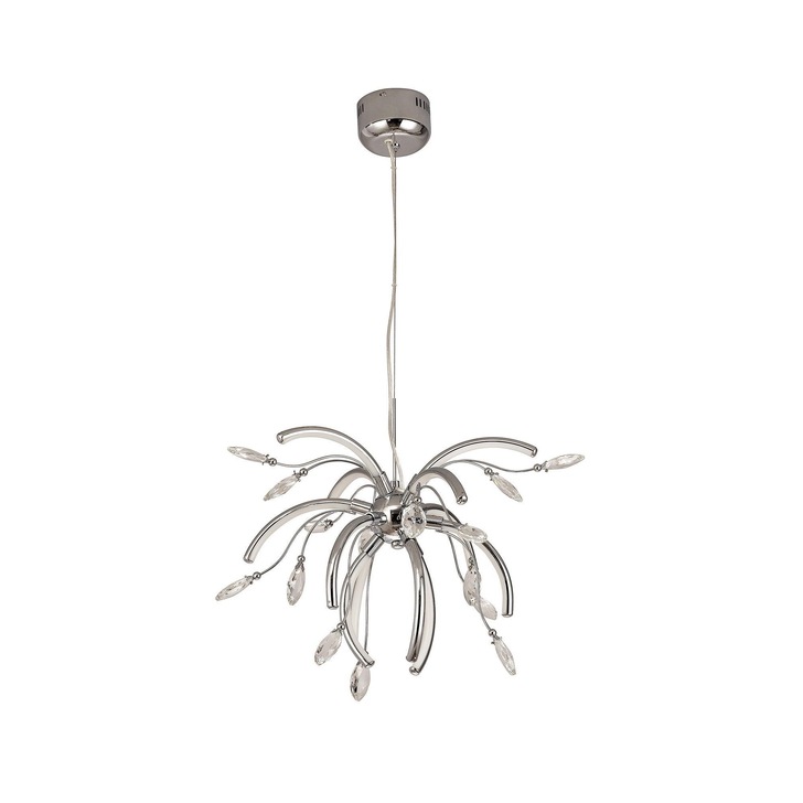 Idolite Eastcote Medium Polished Chrome/Opal White Crystal Led Pendant - 3000K