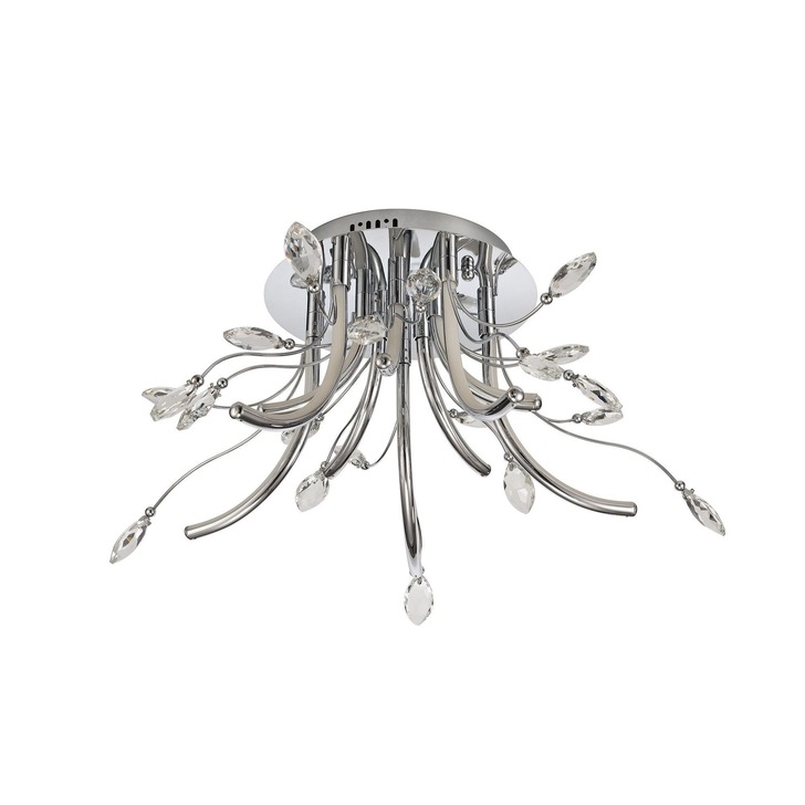 Idolite Eastcote Polished Chrome/Opal Medium Flush Crystal Led Ceiling Light - 3000K