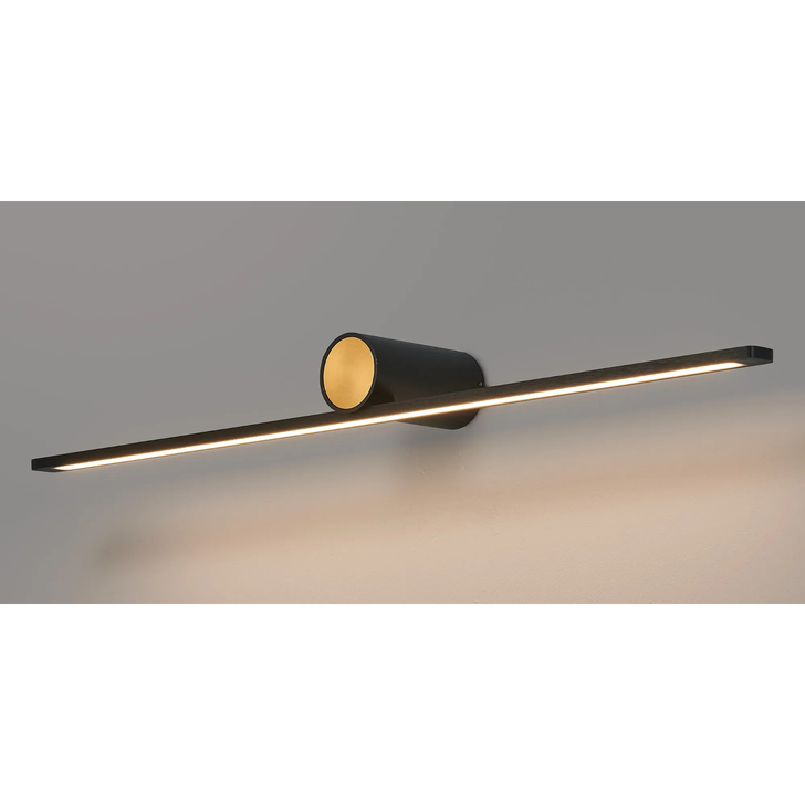 Idolite Ennis Black And Gold Modern Slim Extra Large Led Wall Light - 3000K - IP44