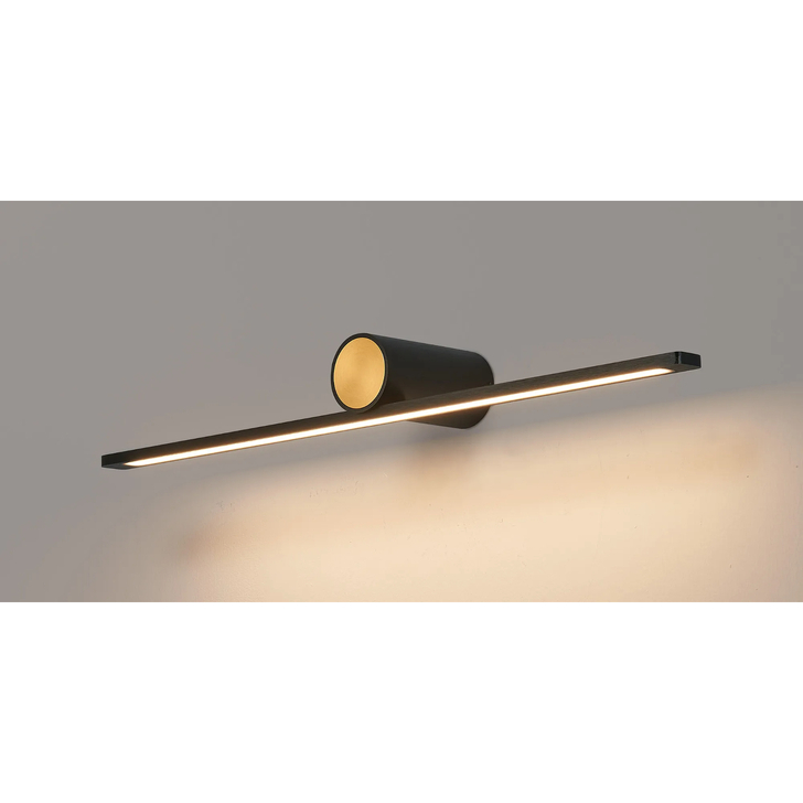 Idolite Ennis Black And Gold Modern Slim Large Led Wall Light - 3000K - IP44