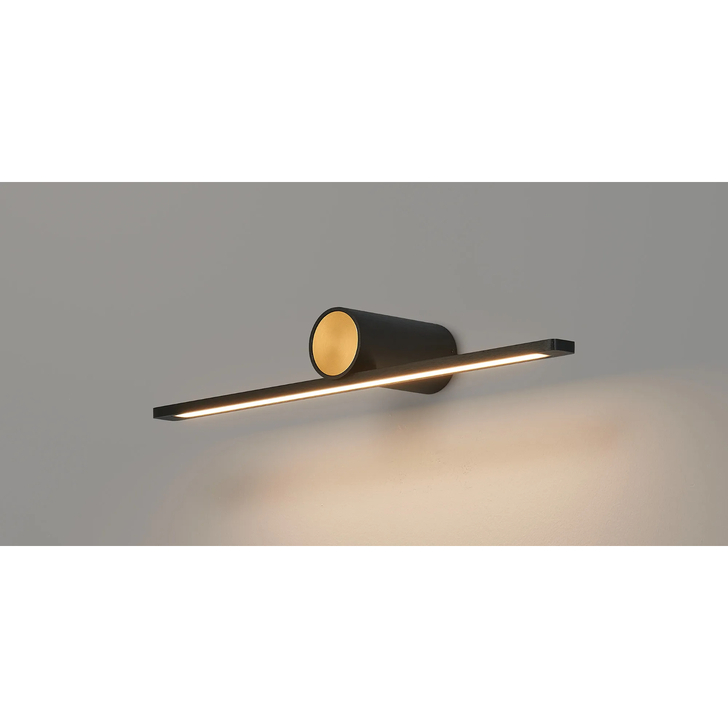 Idolite Ennis Black And Gold Modern Slim Medium Led Wall Light - 3000K - IP44
