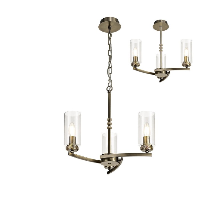 Idolite Euston Antique Brass 3 Light Chandelier