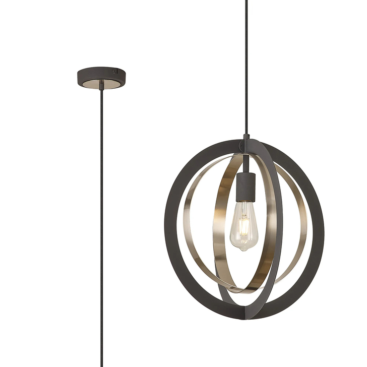 Idolite Gayle Graphite And Satin Nickel 1 Light Round Single Pendant Light