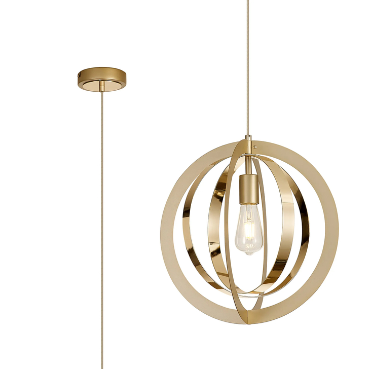 Idolite Gayle Painted Gold And French Gold 1 Light Round Single Pendant Light