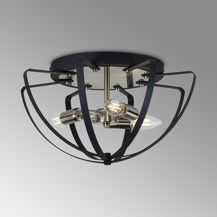 Idolite Genesis 3 Light Anthracite And Silver Flush Ceiling Light