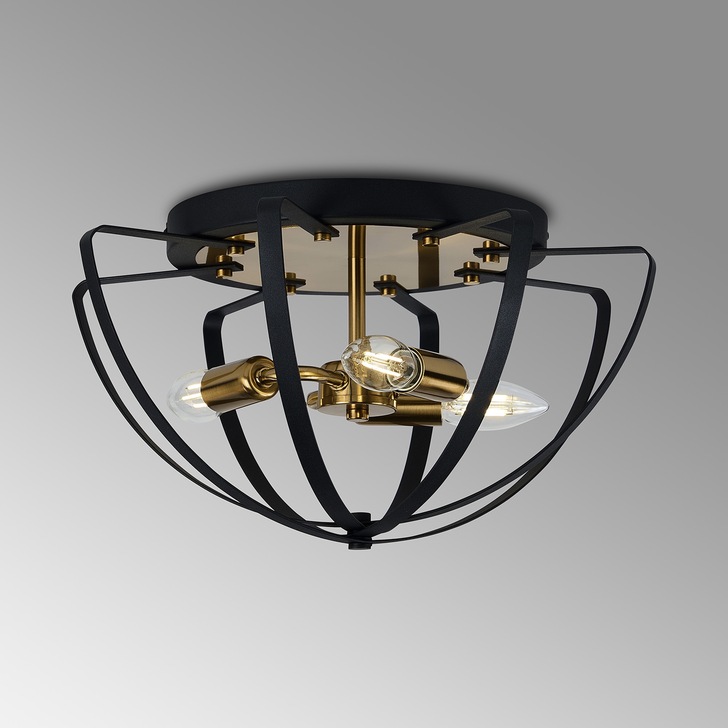 Idolite Genesis 3 Light Black And Gold Flush Ceiling Light