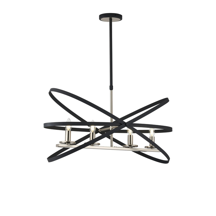 Idolite Genesis 4 Light Anthracite And Silver Oval Linear Pendant