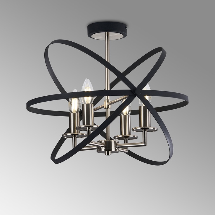 Idolite Genesis 4 Light Anthracite And Silver Semi-Flush Orb Ceiling Light