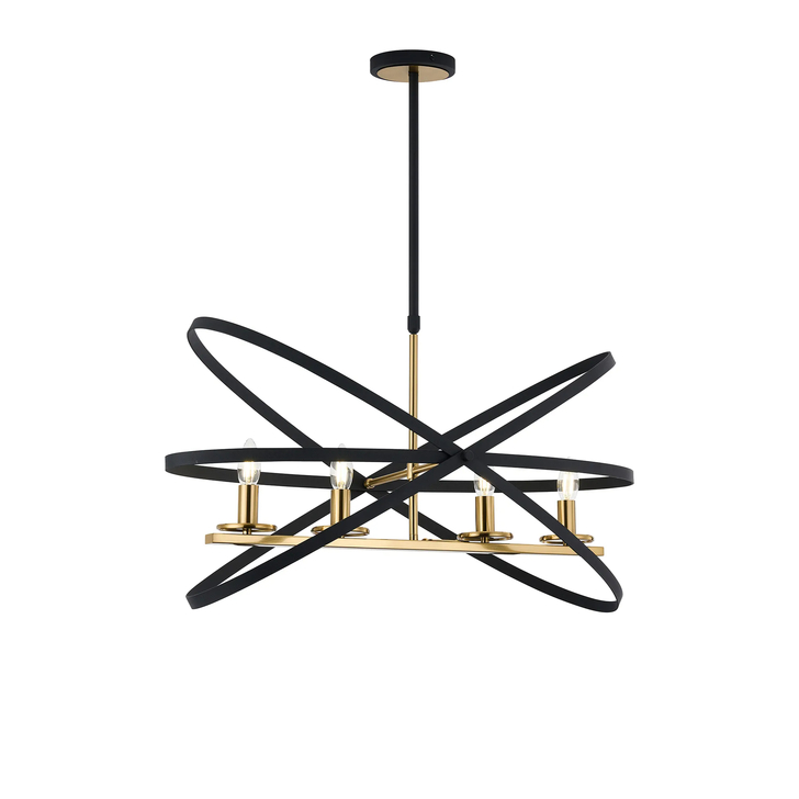 Idolite Genesis 4 Light Black And Gold Oval Linear Pendant