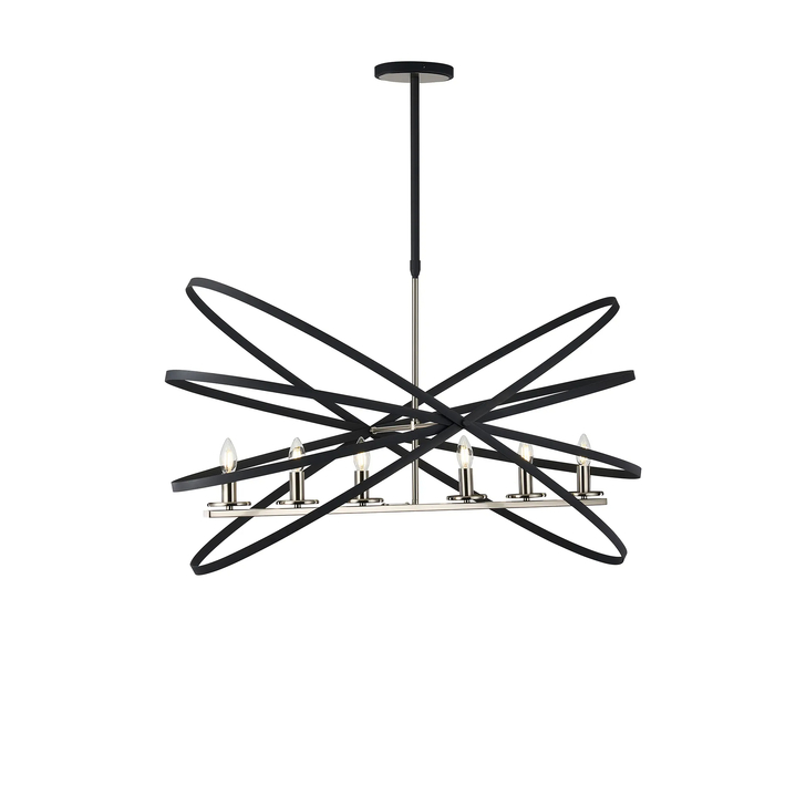 Idolite Genesis 6 Light Anthracite And Silver Oval Linear Pendant