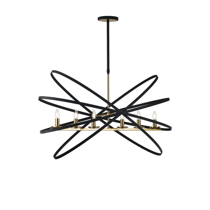 Idolite Genesis 6 Light Black And Gold Oval Linear Pendant