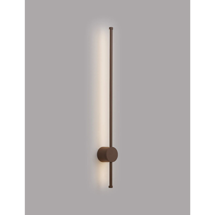 Idolite Ghent Slim Linear Exterior Wall Lamp: 14W LED: 3000K: IP54: Dark Brown