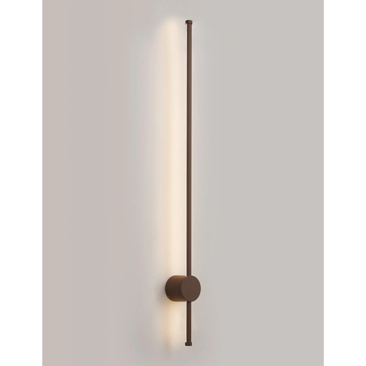 Idolite Ghent Slim Linear Exterior Wall Lamp: 20W LED: 3000K: IP54: Dark Brown