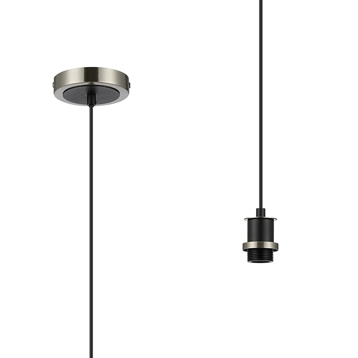 Idolite Haughton IP 1.3m 1 Light Pendant (FRAME ONLY), 1 x E14, Satin Nickel/Satin Black