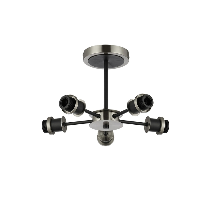 Idolite Haughton IP Semi Ceiling (FRAME ONLY), 5 x E14, Satin Nickel/Satin Black