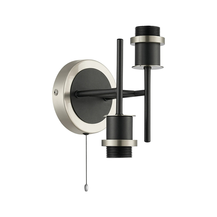 Idolite Haughton IP Wall Light Switched (FRAME ONLY), 2 x E14, Satin Nickel/Satin Black