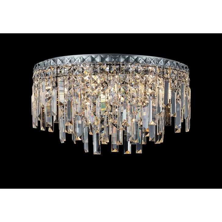 Idolite Hayes Polished Chrome 9 Light Flush Crystal Bathroom Ceiling Light - IP44