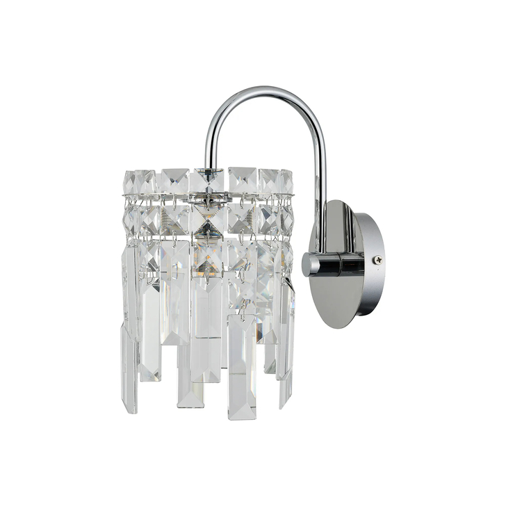 Idolite Hayes Polished Chrome Crystal 1 Light Bathroom Wall Light - IP44