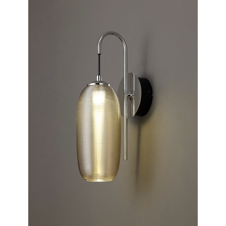 Idolite Hengduan Polished Chrome/Black Single LED Wall Light Complete With Champagne Glass - 4000K