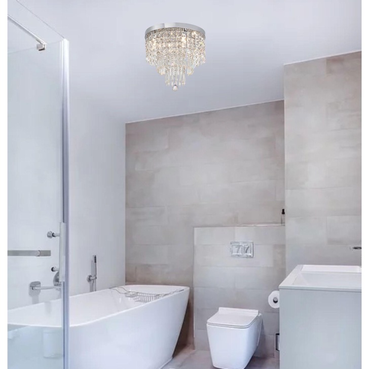 Idolite Holborn Polished Chrome Flush Crystal Ceiling Light