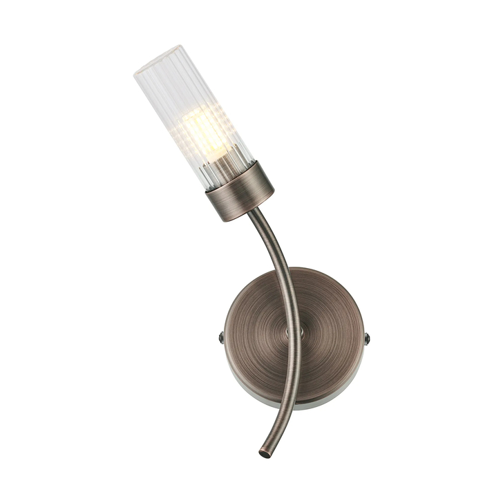 Idolite Holgate Left Facing Single Bathroom Wall Light In Bronze Finish Complete With Clear Glass - IP44