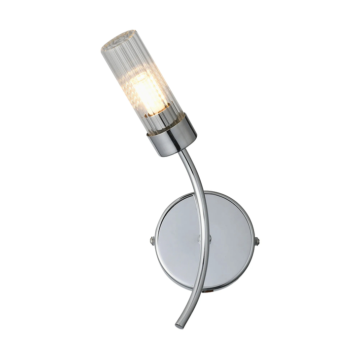 Idolite Holgate Left Facing Single Bathroom Wall Light In Polished Chrome Complete With Clear Glass - IP44