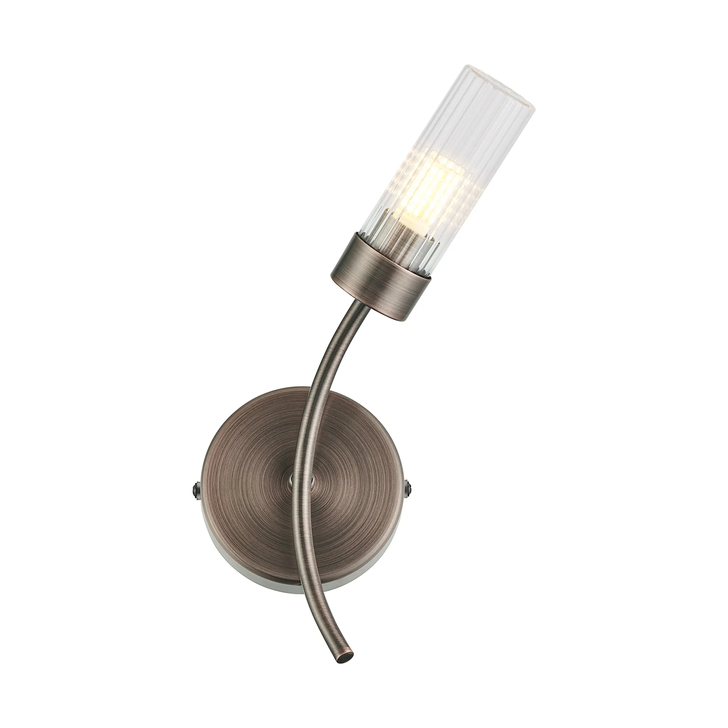 Idolite Holgate Right Facing Single Bathroom Wall Light In Bronze Finish Complete With Clear Glass - IP44