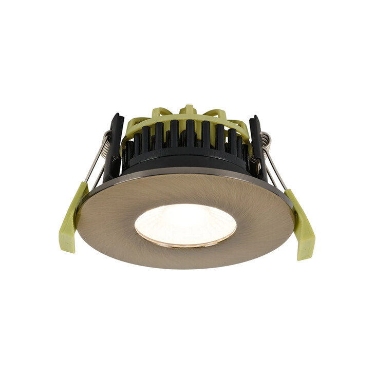 Idolite Imre 4/6/8W: Triac Dimmable 4CCT LED Fire Rated Downlight: Antique Brass Fascia: Cut Out: 70mm: 400/600/800lm: 60 Deg: IP65 DRIVER INC. 5yrs Wrnty