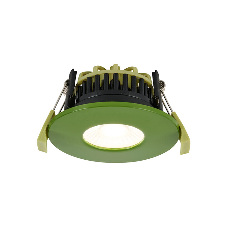 Idolite Imre 4/6/8W: Triac Dimmable 4CCT LED Fire Rated Downlight: Moss Green Fascia: Cut Out: 70mm: 400/600/800lm: 60 Deg: IP65 DRIVER INC. 5yrs Wrnty